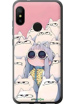 Чехол на xiaomi redmi 6 pro милая девочка и коты сяоми редми 6 про