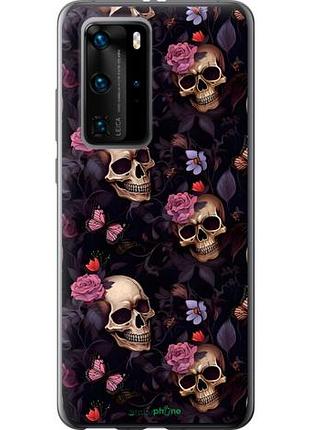 Чохол на huawei p40 pro черепа та троянди