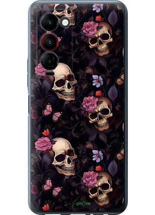 Чехол на tecno camon 18 premier черепа и розы текно камон 18 примъер