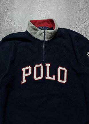 Vintage винтажная кофта 1/4 zip 1/4 зип polo ralph lauren поло ральф лаурен teddy fleece тедди флис big logo биг лого size l размер л 2