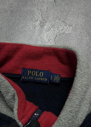 Vintage винтажная кофта 1/4 zip 1/4 зип polo ralph lauren поло ральф лаурен teddy fleece тедди флис big logo биг лого size l размер л 5