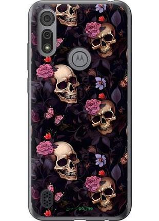 Чохол на motorola e6i черепа та троянди