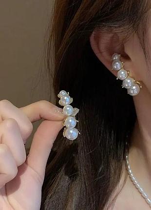 Серьги эффектные с бусинами 6