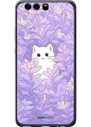 Чохол на huawei p10 котик у квітах
