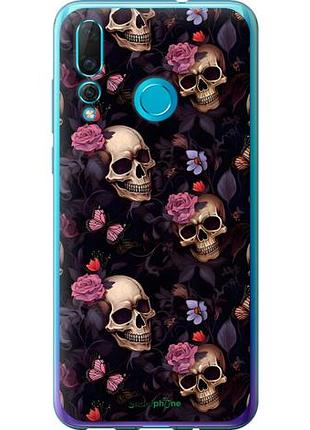 Чехол на huawei nova 4 черепа и розы хуавей нова 4