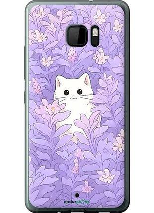 Чохол на htc u ultra котик у квітах