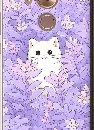 Чехол на huawei mate 8 котик в цветах