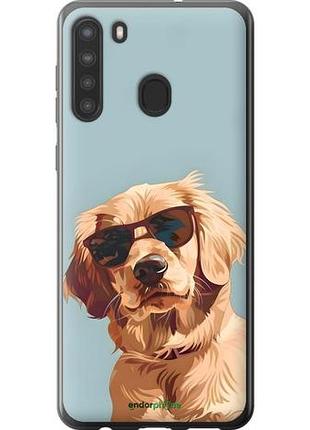 Чехол на samsung galaxy a21 пес в очках самсунг а21