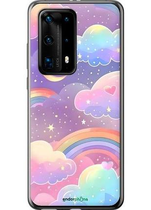 Чехол на huawei p40 pro plus облака и радуга хуавей п40 про плюс