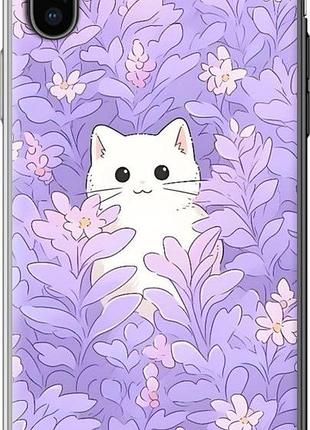 Чохол на iphone x котик у квітах