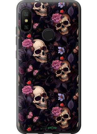 Чехол на xiaomi redmi 6 pro черепа и розы сяоми редми 6 про