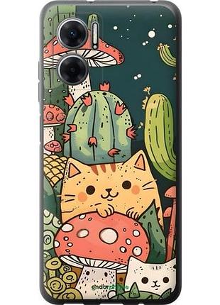 Чехол на xiaomi redmi note 11e коты грибы сяоми редми ноут 11е