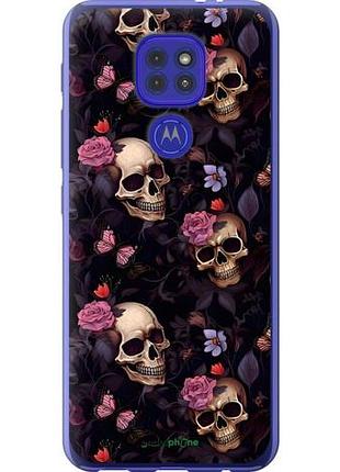 Чехол на motorola g9 play черепа и розы моторола г9 плей