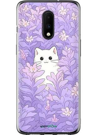 Чехол на oneplus 7 котик в цветах 1+ 7