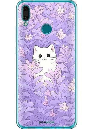 Чехол на huawei y9 2019 котик в цветах хуавей у9 2019