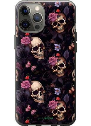 Чохол на iphone 12 pro max черепа та троянди