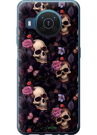 Чехол на nokia x20 черепа и розы нокиа х20
