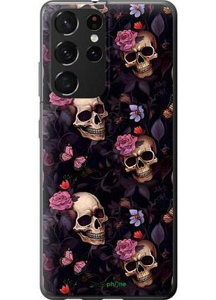 Чохол на samsung galaxy s21 ultra (5g) черепа та троянди