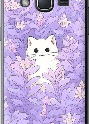 Чехол на samsung galaxy j2 j200h котик в цветах