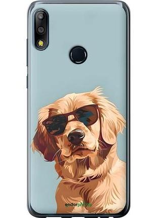 Чехол на asus zenfone max pro m2 zb631kl пес в очках асус зенфон макс про м2 зетб631кл