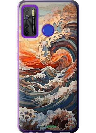 Чехол на tecno camon 15 арт волны текно камон 15