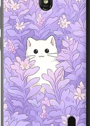 Чохол на huawei ascend y625 котик у квітах