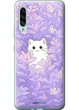 Чохол на samsung galaxy a90 5g котик у квітах