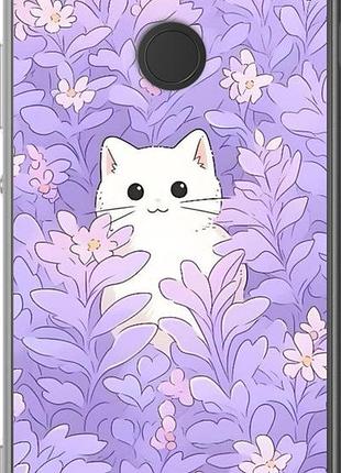 Чехол на sony xperia xa2 h4113 котик в цветах сони эксперия ха2 х4113