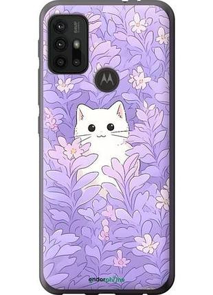 Чехол на motorola moto g10 котик в цветах моторола мото г10