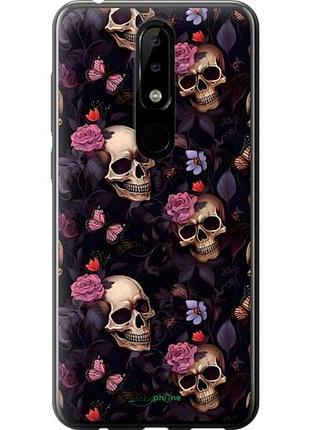Чехол на nokia 5.1 plus черепа и розы нокиа 5.1 плюс