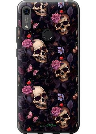 Чохол на huawei honor 8a черепа та троянди