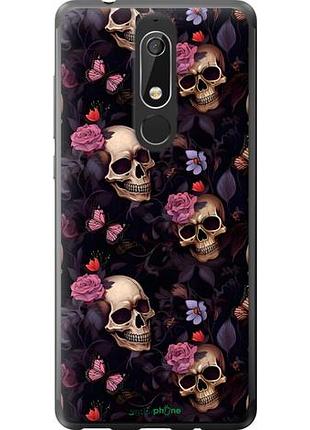Чехол на nokia 5.1 черепа и розы нокиа 5.1