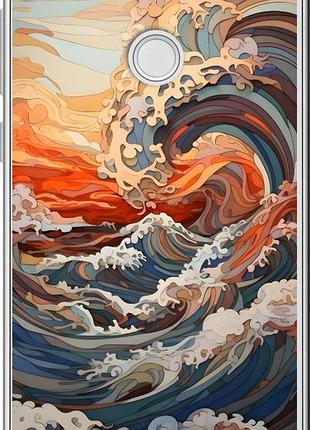 Чехол на huawei p8 lite (2017) арт волны хуавей п8 лайт (2017)