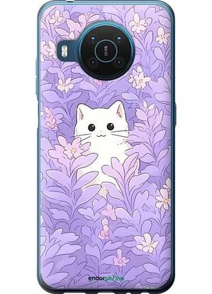 Чохол на nokia x20 котик у квітах