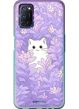 Чехол на oppo a72 котик в цветах