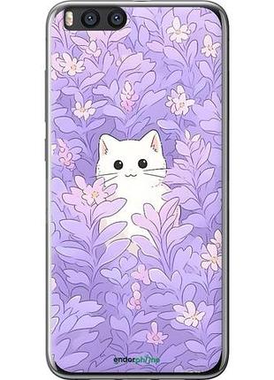Чехол на xiaomi mi note 3 котик в цветах сяоми ми ноут 3