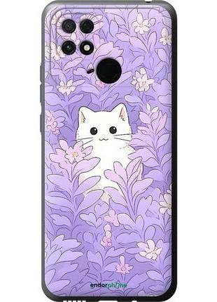 Чехол на xiaomi poco c40 котик в цветах сяоми поко с40