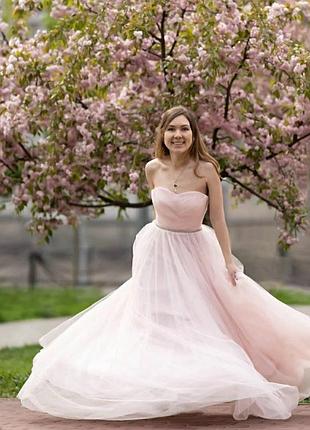 Сукня рожева пишна для фотосесії з магноліями