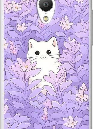 Чехол на meizu mx3 котик в цветах мейзу мх3