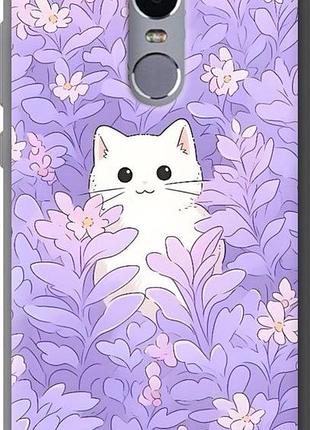 Чохол на xiaomi redmi note 4 котик у квітах