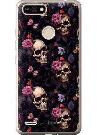 Чохол на tecno pop 2f b1f черепа та троянди