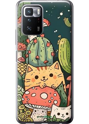 Чехол на xiaomi poco x3 gt коты грибы сяоми поко х3 гт