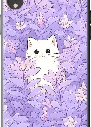 Чехол на iphone xr котик в цветах