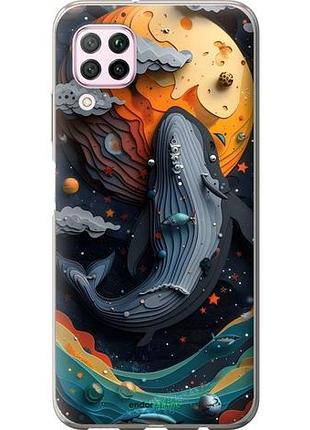 Чехол на huawei p40 lite кит в космосе хуавей п40 лайт