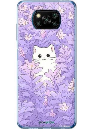 Чехол на xiaomi poco x3 pro котик в цветах сяоми поко х3 про