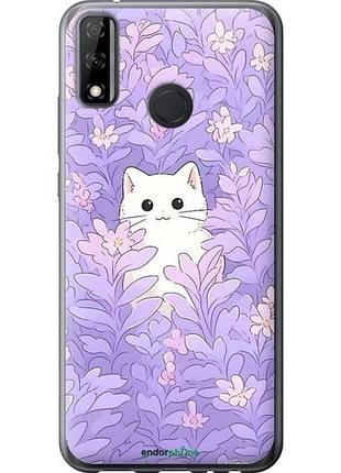 Чехол на huawei p smart 2020 котик в цветах хуавей п смарт 2020