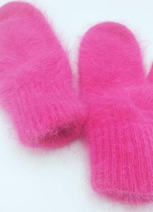 Рукавички з пухнастої ангорки (кролик) маренго.