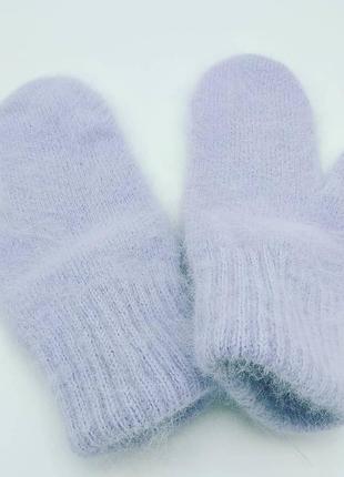 Рукавички з пухнастої ангорки (кролик) маренго.