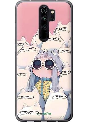 Чехол на xiaomi redmi note 8 pro милая девочка и коты сяоми редми ноут 8 про