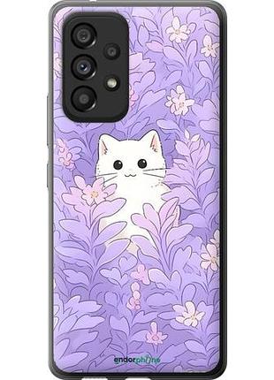 Чехол на samsung galaxy a53 a536e котик в цветах самсунг а53 а536е